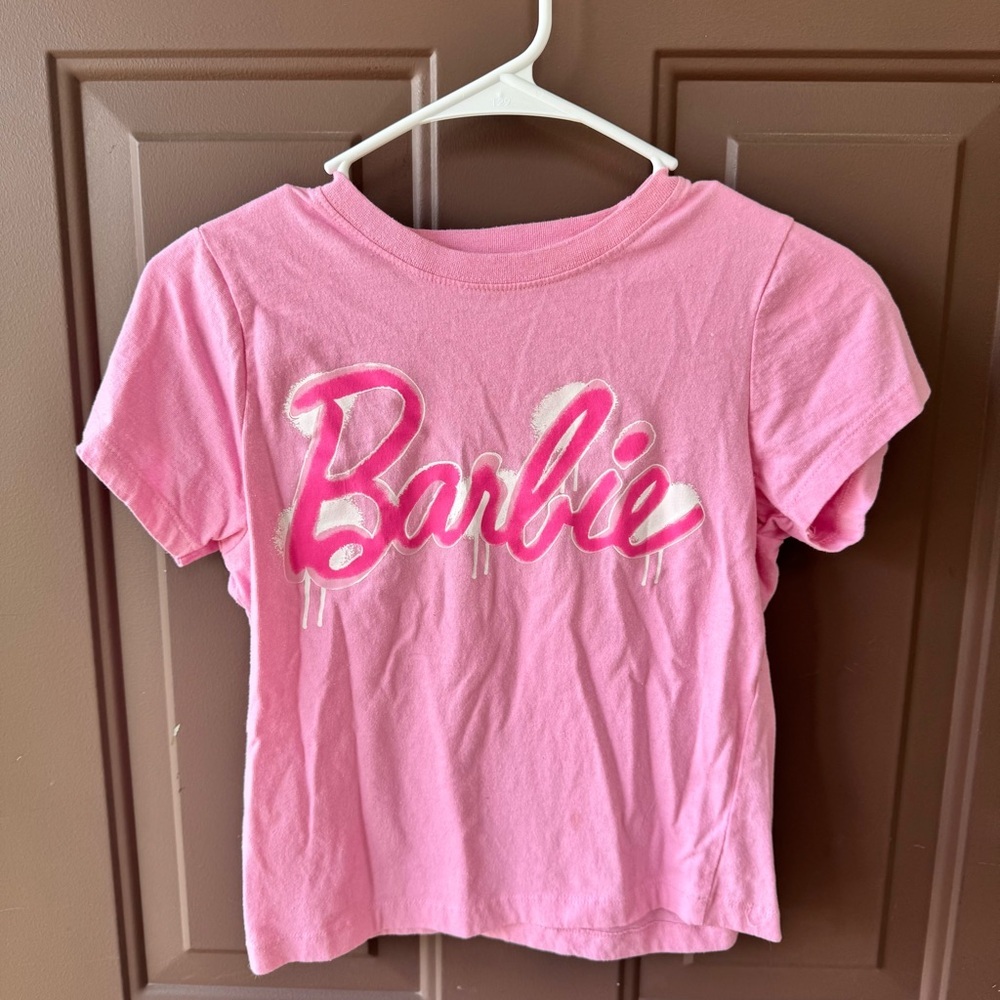 Barbie Authentic Light Pink Cropped T Shirt with 'Barbie', Kid's Large